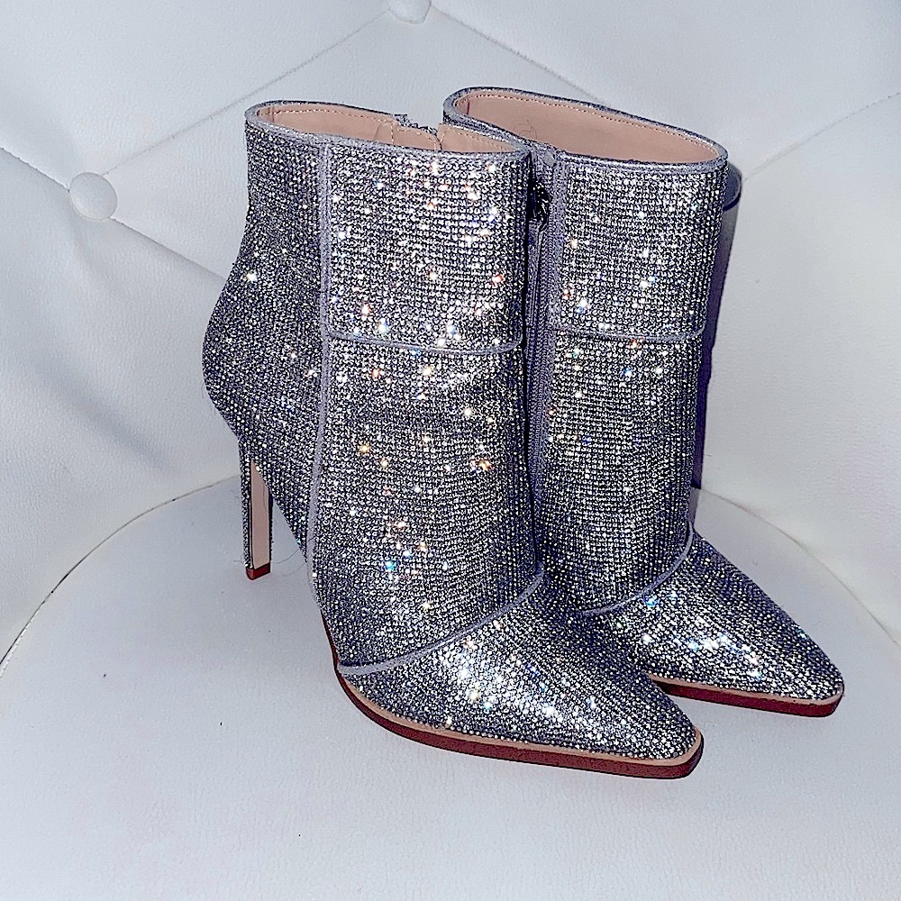 Pointed Toe Rhinestone Boots